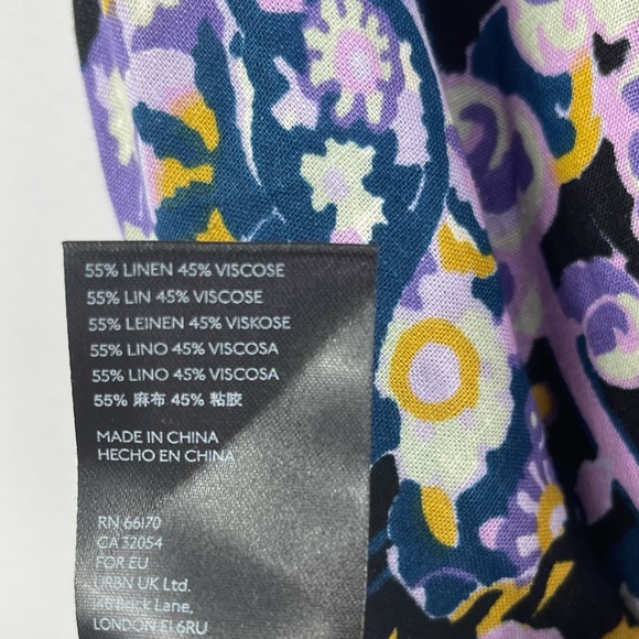 Free People Linen Ruffle Top Summer In Tulum Top Small Boho Floral Like New - Picture 6 of 8